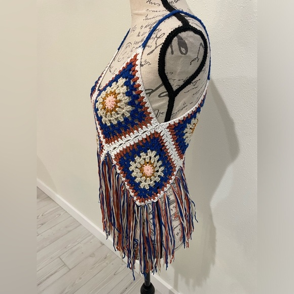 Rebellion Blue and White Embellished Cropped Camisole - Picture 2 of 8